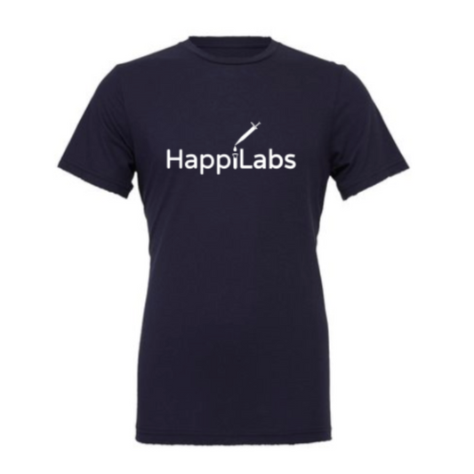 Black t shirt with HappiLabs in white writing