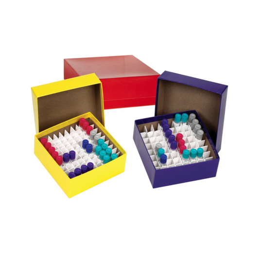 Cardboard Cryogenic Tube Storage Boxes & Lids - assorted colors