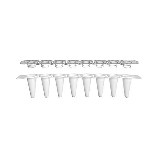 0.1ml Thin Wall Clear 8-Strip Tubes Low Profile, White and 8-Strip Optically Clear Caps